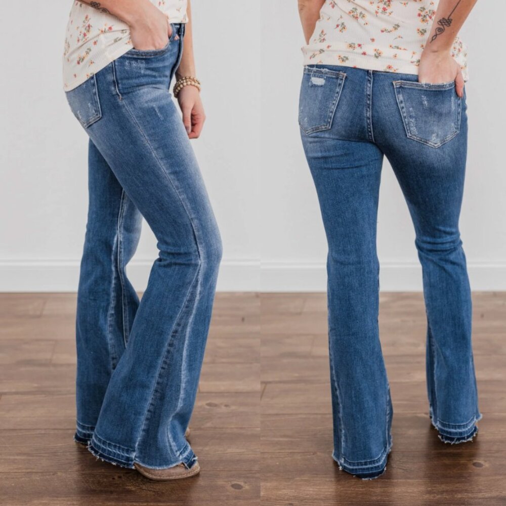 Vervet High Rise Flare Jeans Denim distressed boot cut jean stretch cotton 27